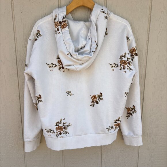 Driftwood Teddy Full Zip Hoodie Women's Medium White Floral Embroidered Western - Picture 8 of 11